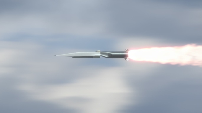 在云层中飞行的高超音速导弹