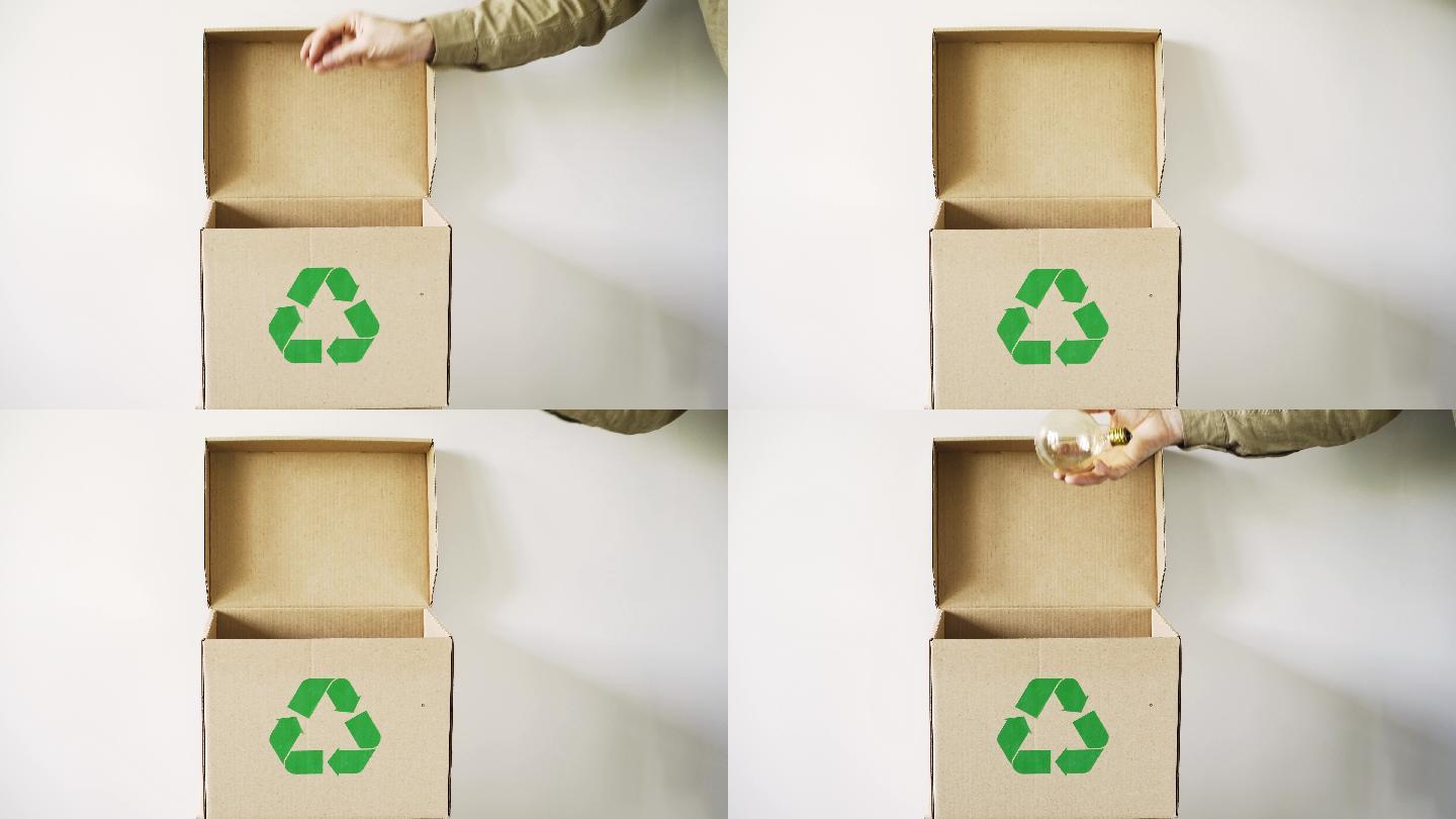 垃圾扔进回收箱4K宣传片广告视频素材可利