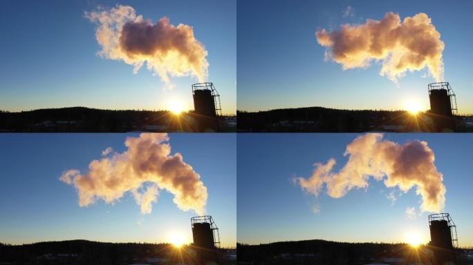 取暖厂冒出的烟大气污染碳排放