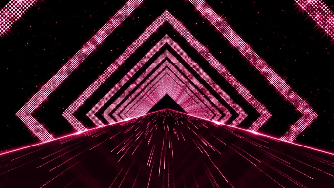 4K红色菱形方框光圈光线隧道视频2