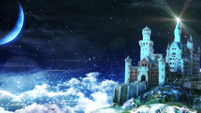 魔法城堡蓝色粒子云