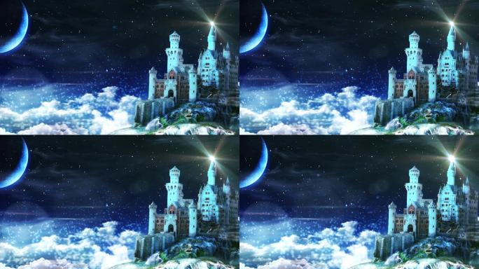 魔法城堡蓝色粒子云
