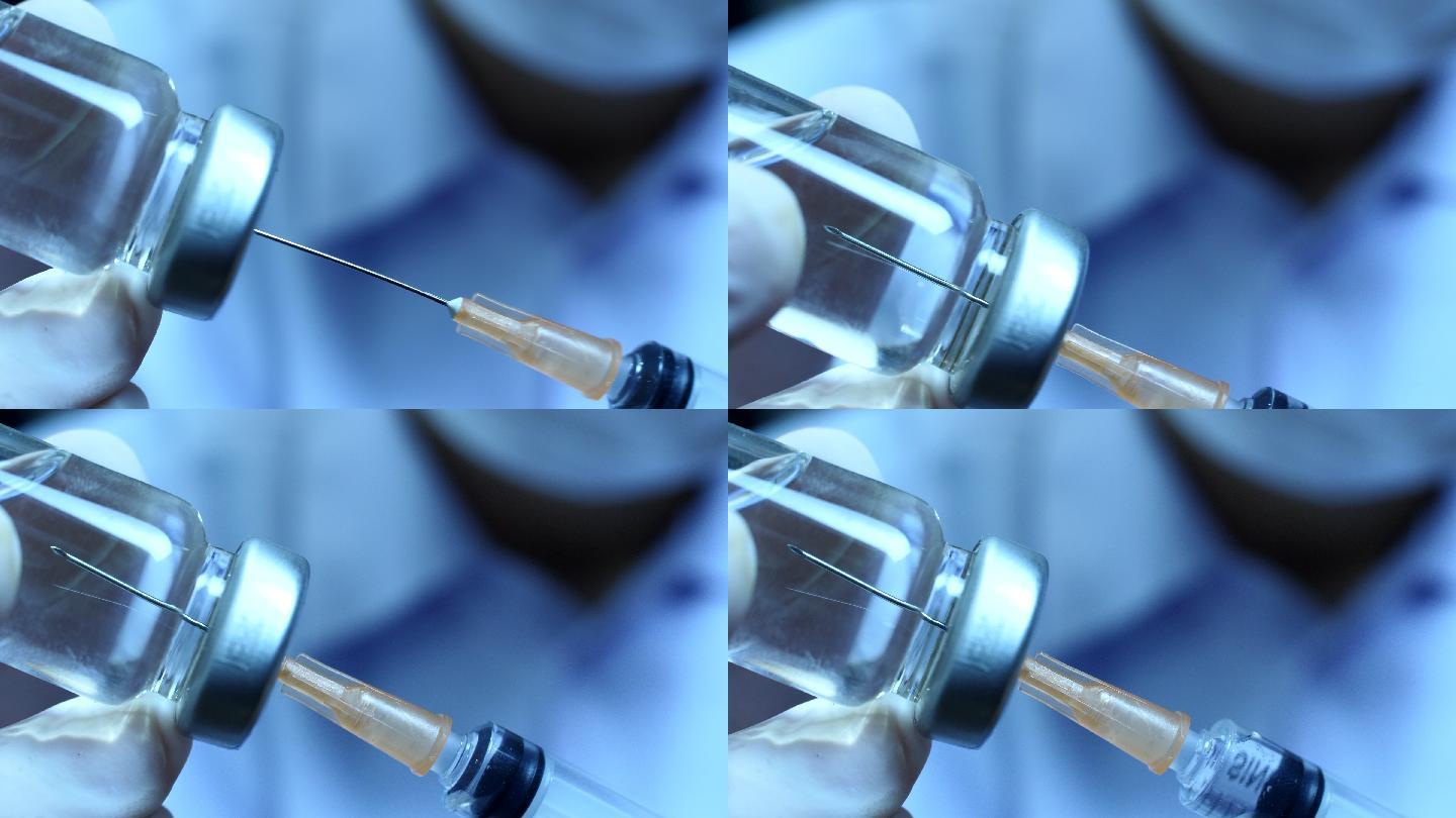 注射器针头抽吸冠状病毒疫苗