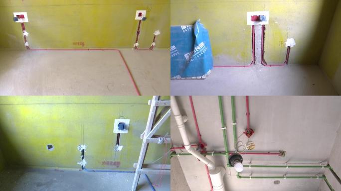 新房装修水电暖开槽走线布置画面
