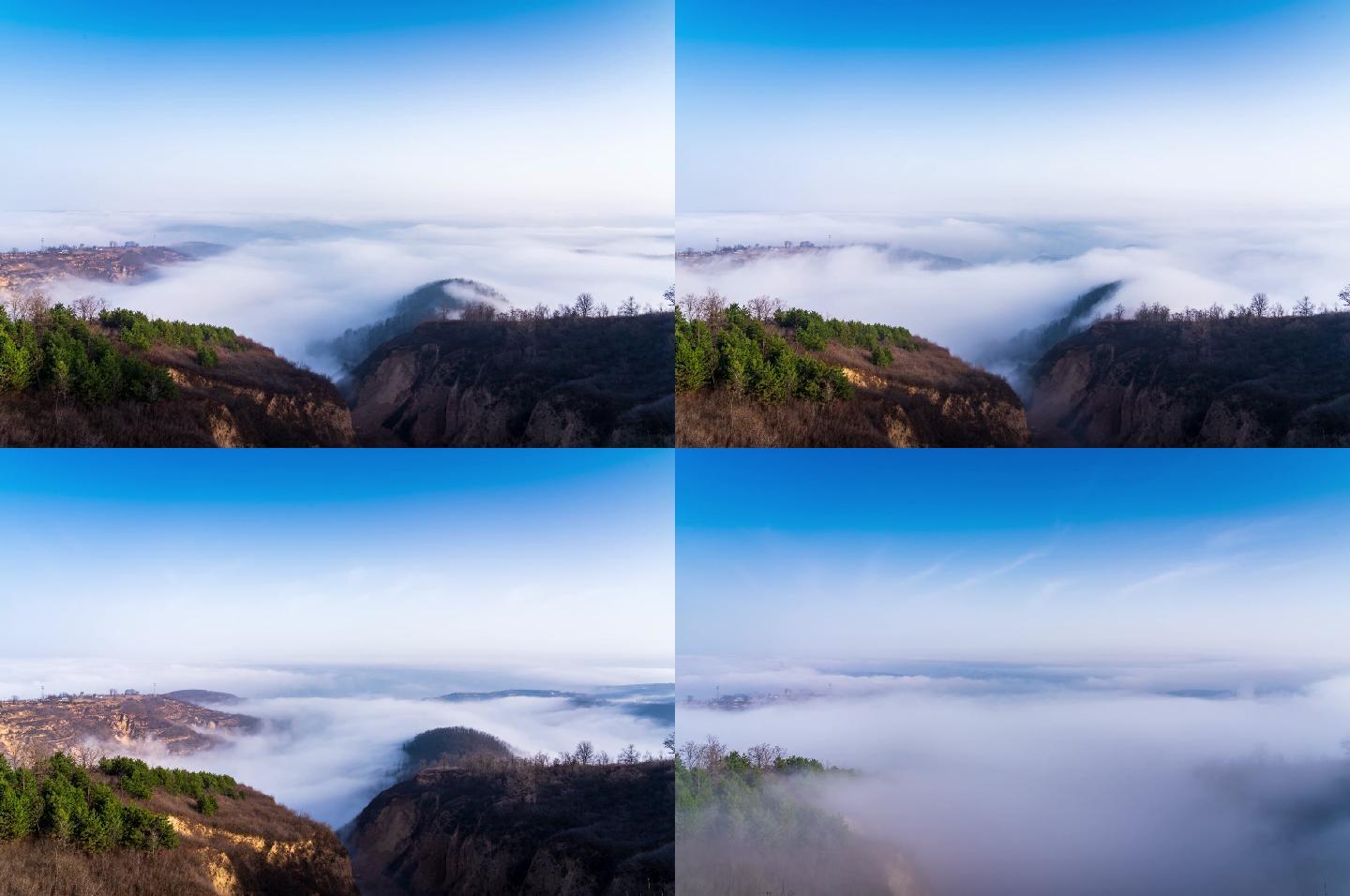 清晨雾气漂流山间延时摄影素材