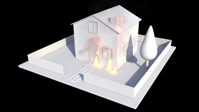 房子被火毁了模板起火着火模拟危险消防宣传