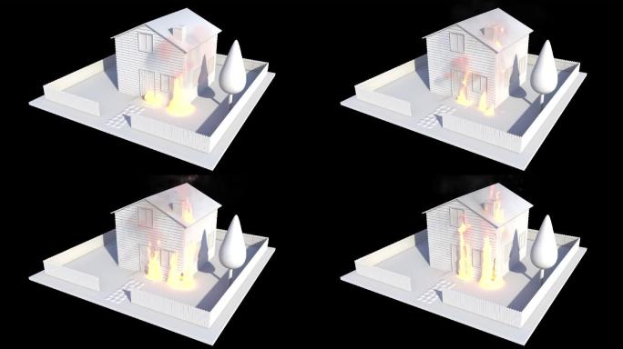房子被火毁了模板起火着火模拟危险消防宣传