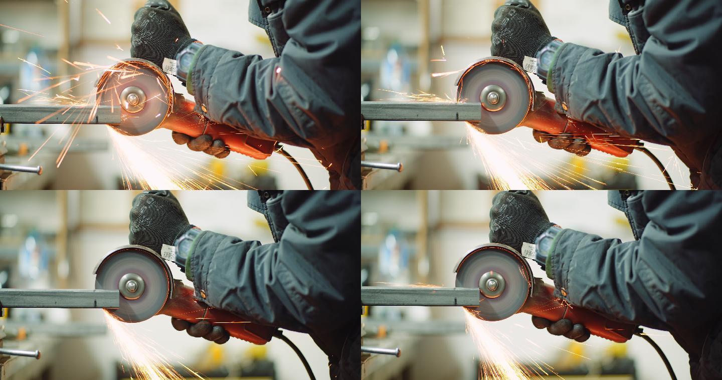 钢铁工业-人用角磨机磨削金属物体