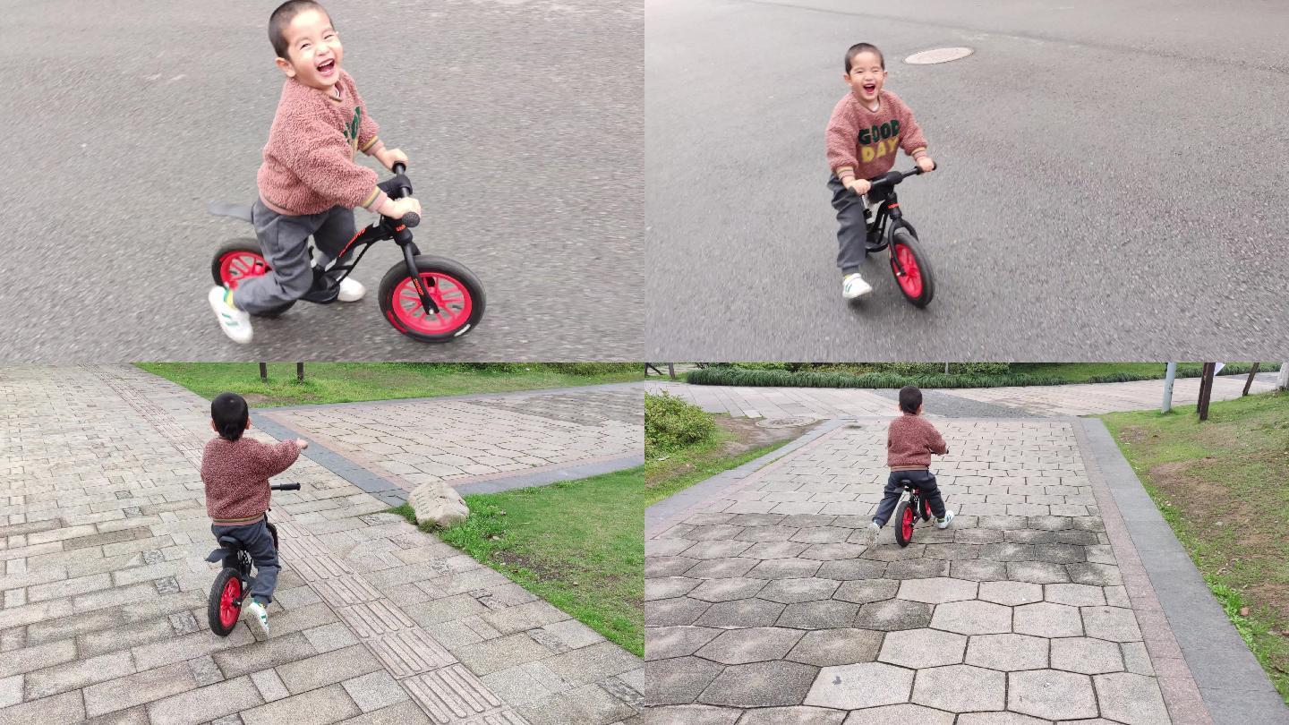 公园小男孩骑平衡车，宝宝玩平衡车好开心