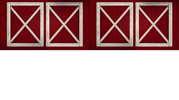 红色谷仓绿屏绿幕抠像合成关门