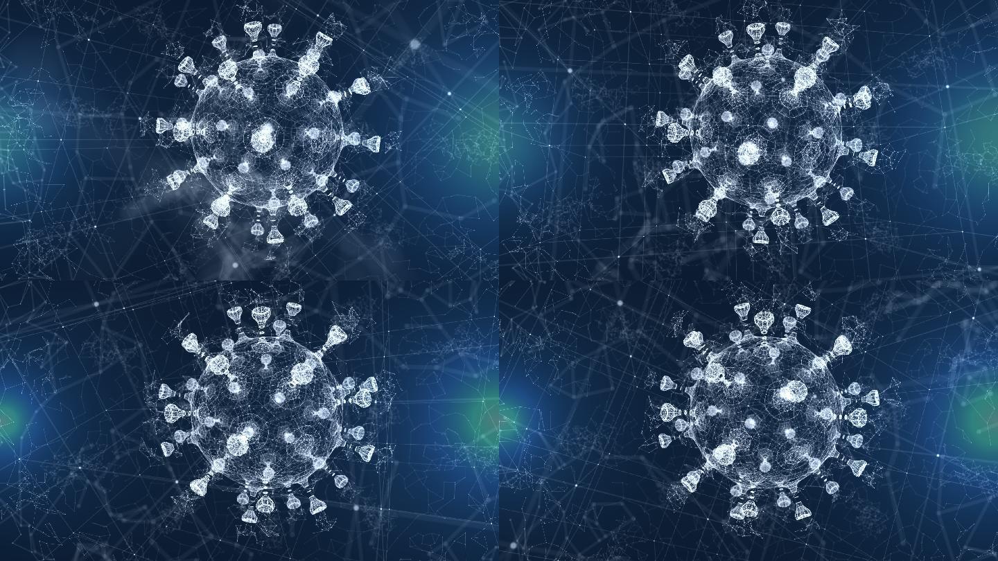病毒细胞漂浮在空中三维渲染