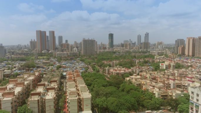孟买郊区天际线无人机拍摄