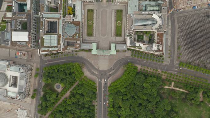 俯瞰柏林中心俯拍无人机视角德国