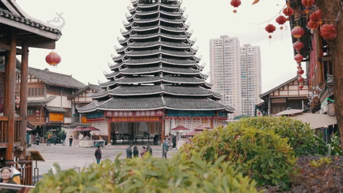 景区相思小镇风光随拍八角楼古风建筑素材