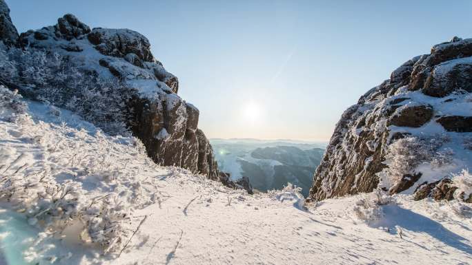 高码率冬季雪山落日移动延时