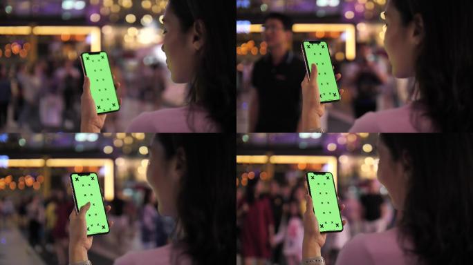 绿色屏幕的手机手机APP科技应用购物消费