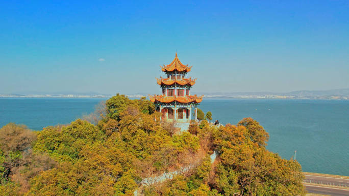 昆明西山区观音寺合影航拍