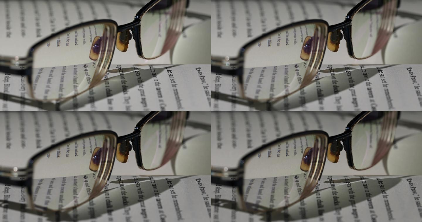 英文书籍近视镜眼镜光影变化时间流逝