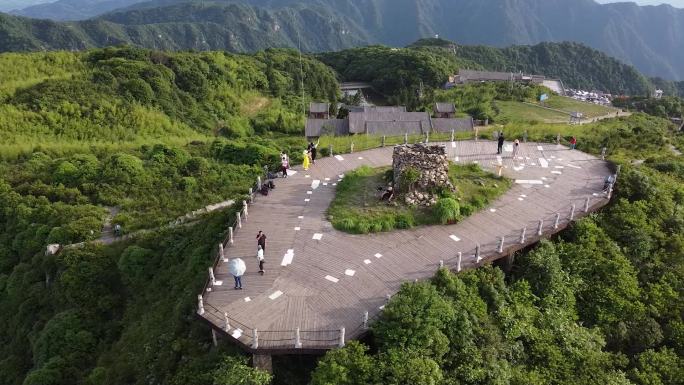 湖南郴州回龙山景区观景台航拍