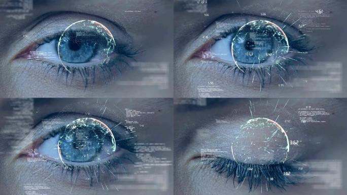 科技眼睛全息睁眼眼球投影科幻数字