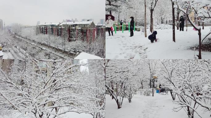 生活小区雪景 户外运动 北京地标
