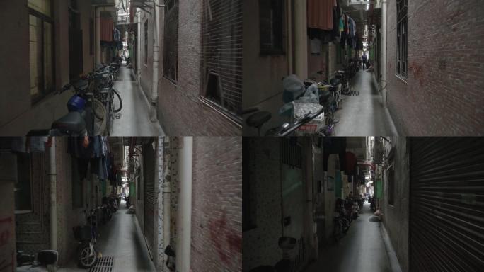 中国深圳旧住宅区的狭窄通道