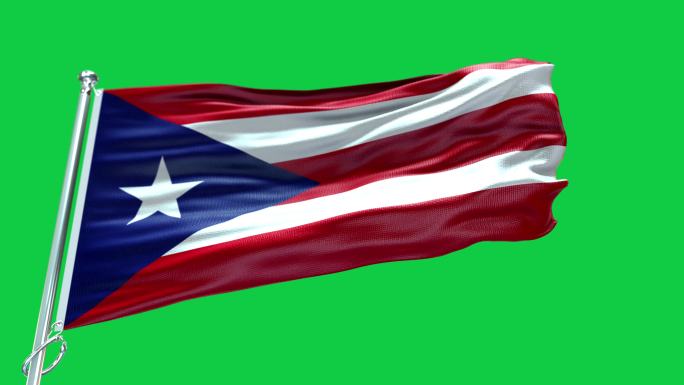 波多黎各国旗特效动画合成元素飘动飘扬