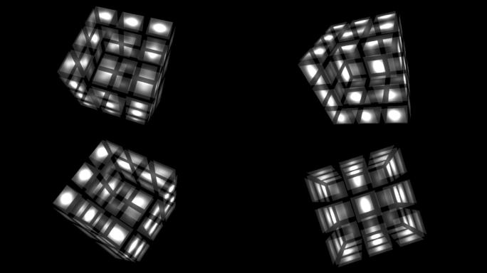 黑白光影旋转动感魔方立方体方块108