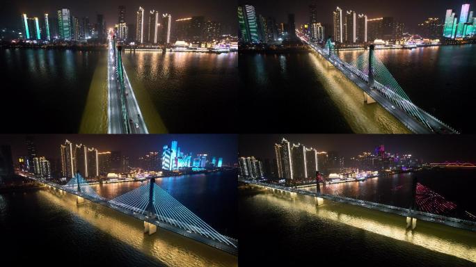 绚丽的湘江银盆岭大桥夜景