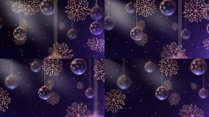 紫色圣诞树球从左到右的背景