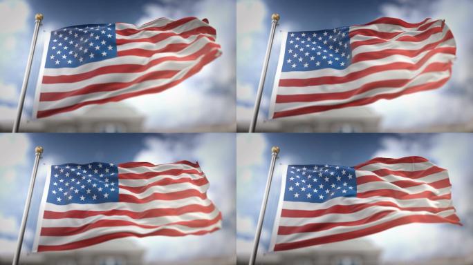 美国国旗挥舞美国米国旗帜动画特效老美