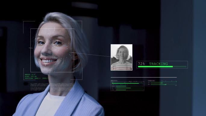 使用人脸识别技术的生物特征识别人的概念