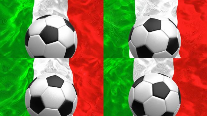 足球对着意大利国旗旋转