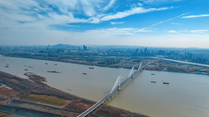 南京长江五桥航拍延时素材4K