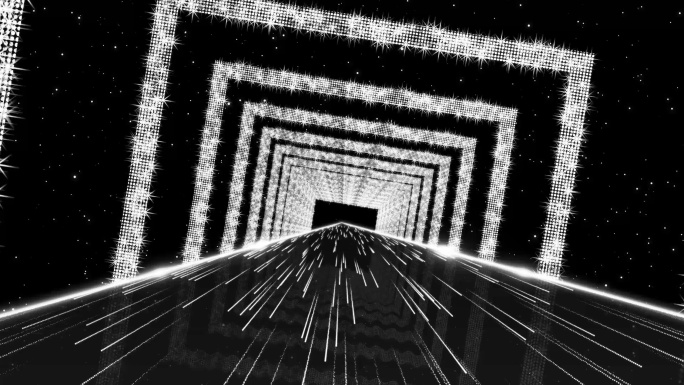 4K银色菱形方框光圈光线隧道视频7