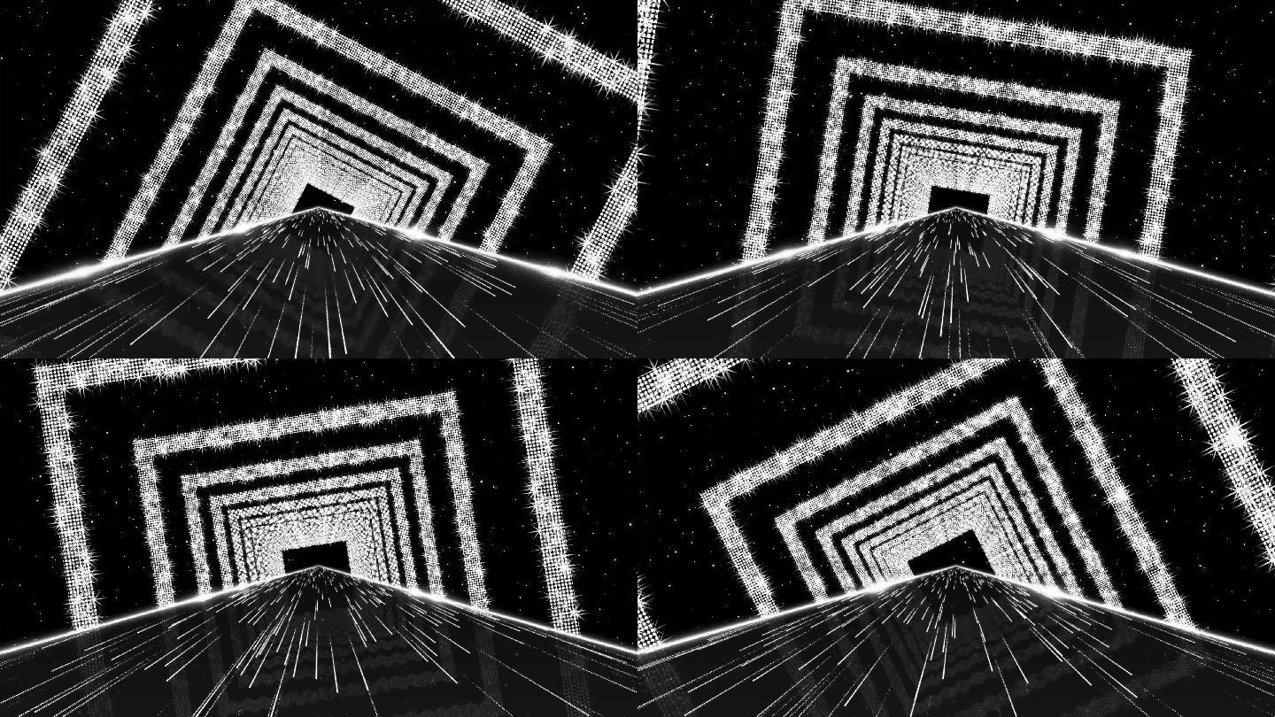 4K银色菱形方框光圈光线隧道视频7