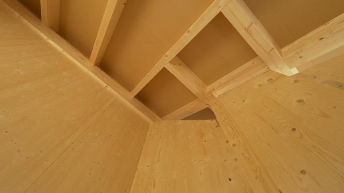 天花板的硬木结构木房屋木制品屋顶