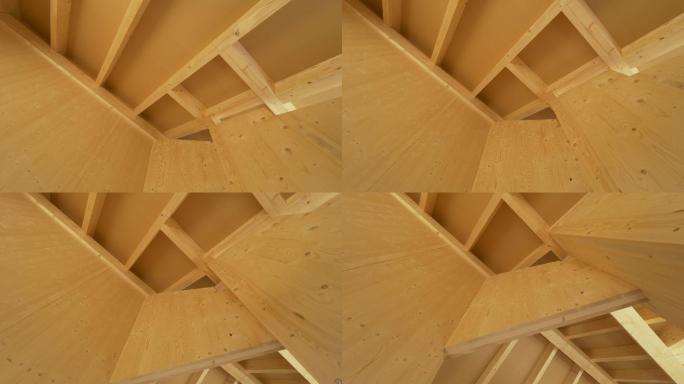 天花板的硬木结构木房屋木制品屋顶
