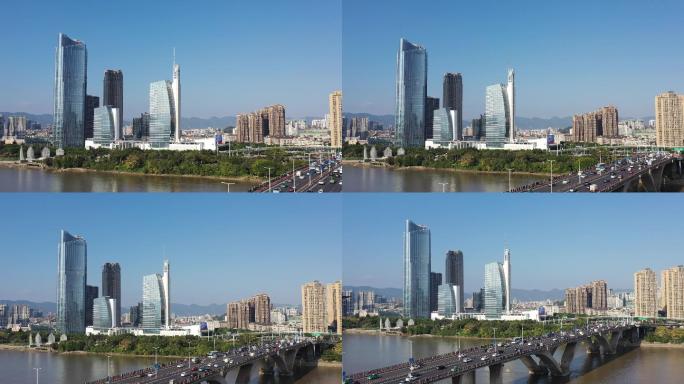 福州台江江边商务大厦4K航拍