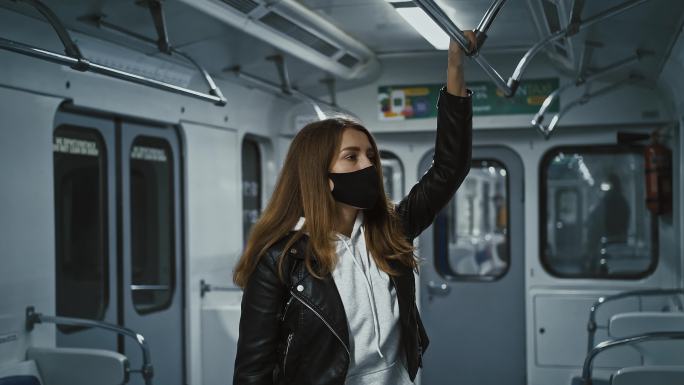 城市旅行疫情城市地铁女性下班
