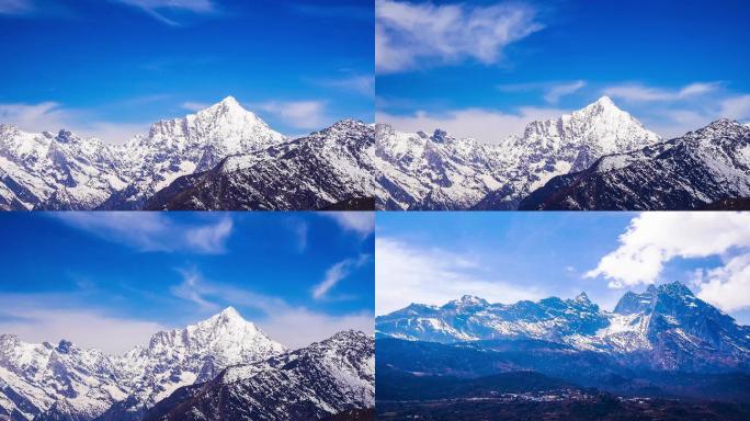 青藏高原上雪山人家延时视频素材