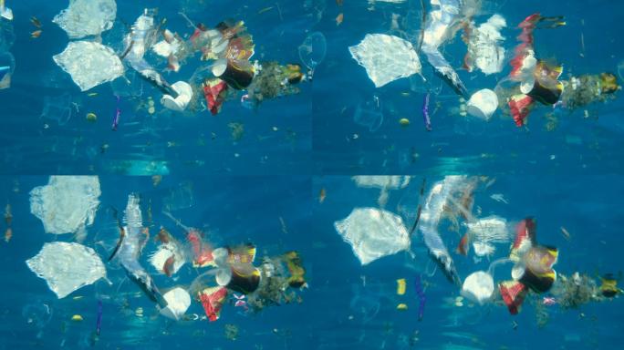 海洋塑料污染特写。