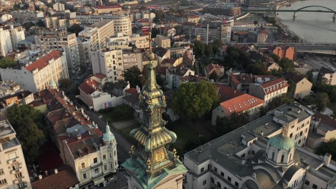 塞尔维亚贝尔格莱德城市无人机视频