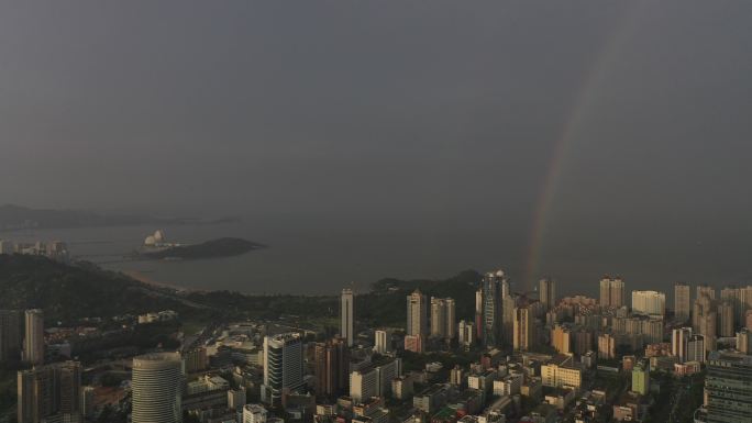 【4K正版素材】珠海城市彩虹航拍