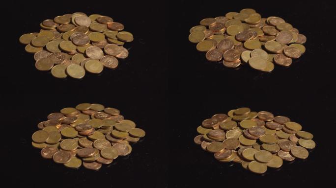 一堆两欧分的硬币模型透明抠图