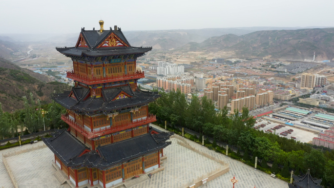 2k甘肃庆阳环县西山文昌阁玉皇阁环县全景