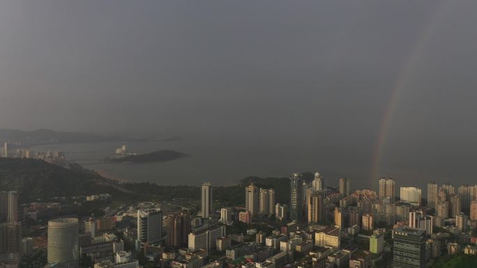 【4K正版素材】珠海城市彩虹航拍