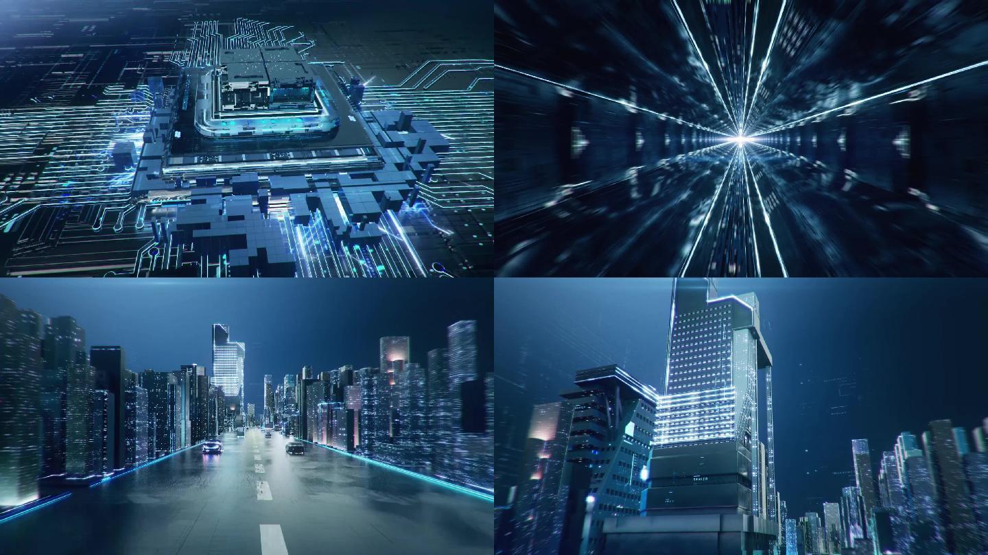 科技芯片ai虚拟智慧城市穿梭