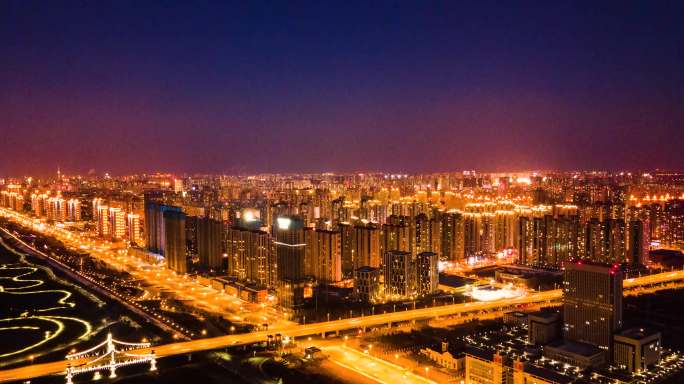 【4K航拍】城市夜景延时拍摄哈尔滨群力新
