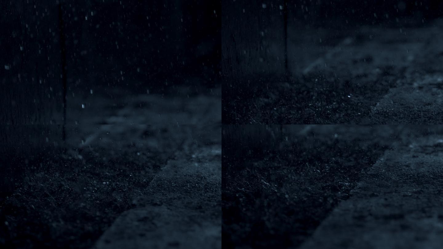 夜间下雨空镜头晚上夜晚大雨